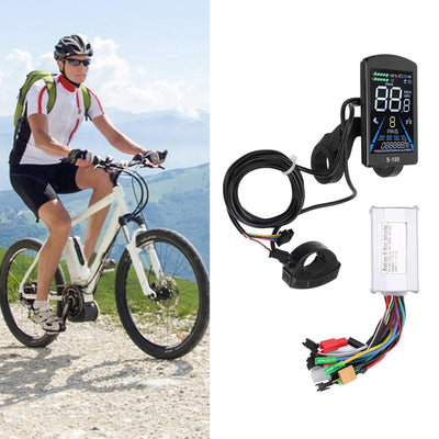 BuyWeek Elektrofahrrad Brushless Motor Controller Kit, 36V 48V 250W 350W 17A 3 Modus Sinuswelle Controller S-100 Farbe LCD Display Meter Kit für Elektroroller E-Bike
