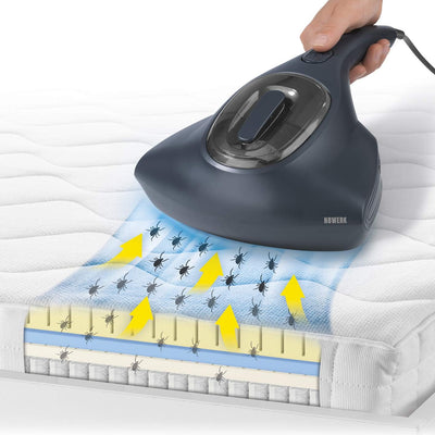 N8WERK Milbensauger in der Nordic Night Edition | Matratzenreiniger mit starker Saugkraft | Sterilisiert Oberflächen mit UV-C Licht | Vernichtet bis zu 99,9% Aller Milben