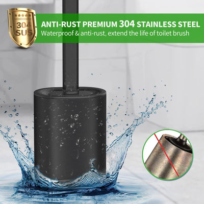 HOMEASY Klobürste Silikon Schwarz Toilettenbürste Edelstahl mit Edelstahlbehälter Flexiblen WC Bürste Silikon Set Klobürste mit Halter Wandmontage ohne Bohren & Stehen für Badezimmer