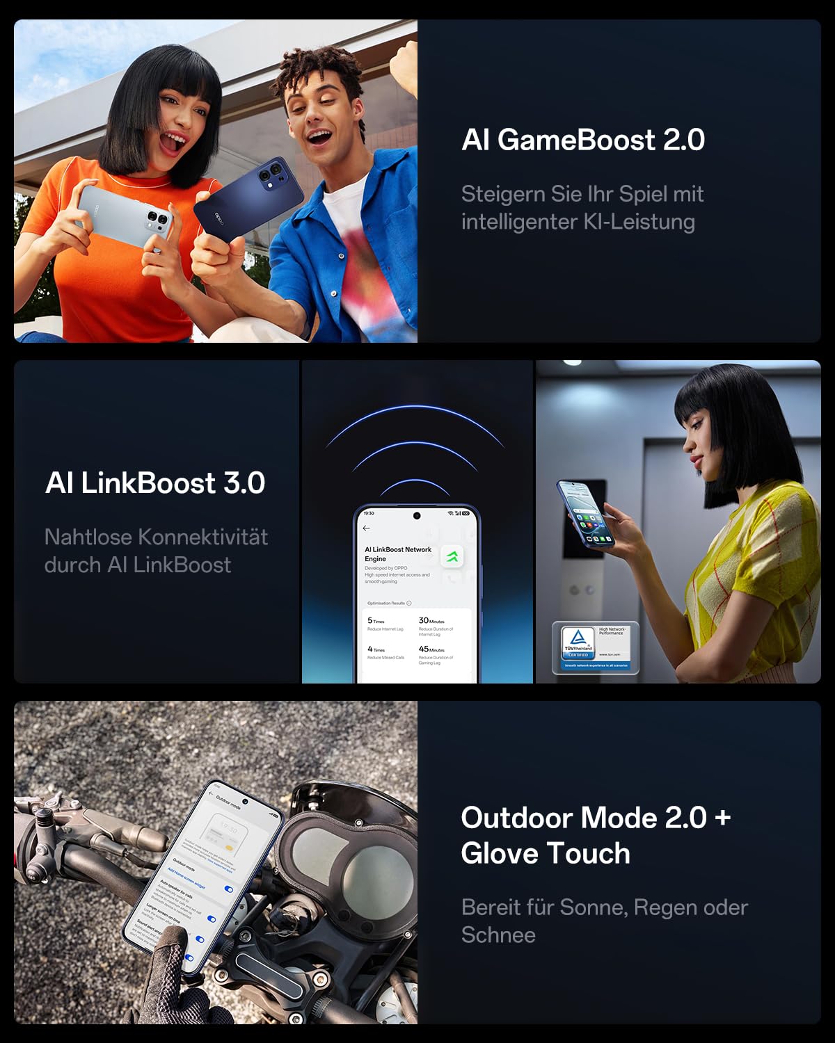 OPPO A6 Pro 5G 8+256GB, KI-Android-Smartphone (freigeschaltet), 6,57-Zoll 120Hz AMOLED-Display, 50+16-MP-KI-Kamera, 6500-mAh-Akku, IP69, Lunar Titanium (inkl. 80-W-SUPERVOOC-Ladegerät & Kopfhörer)