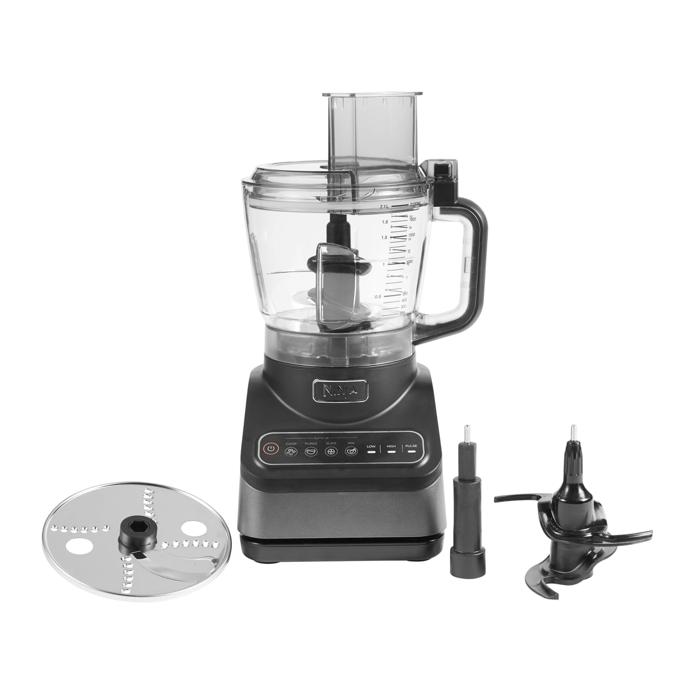 Ninja Küchenmaschine mit 4 Programmen; Hacken, Pürieren, Schneiden, Mischen & 3 manuellen Geschwindigkeiten, 2,1L Schüssel, Hack-, Schneide- & Teigmesser, 850W, spülmaschinenfest, Schwarz BN650EU