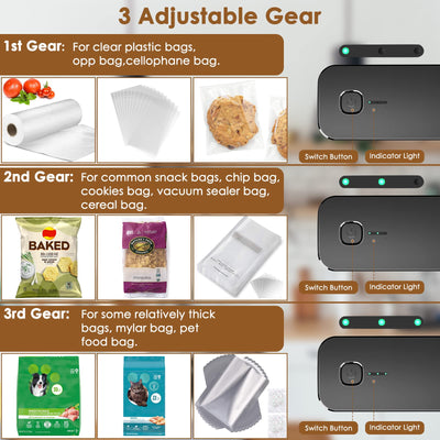 ODSD Mini Folienschweißgerät, Wiederaufladbar, mit 3 Geschwindigkeiten, Mini Bag Sealer Versiegelungsmaschine Hand Verschlussgerät für Plastiktüten Beutel Spänesäcke Snack (Schwarz)
