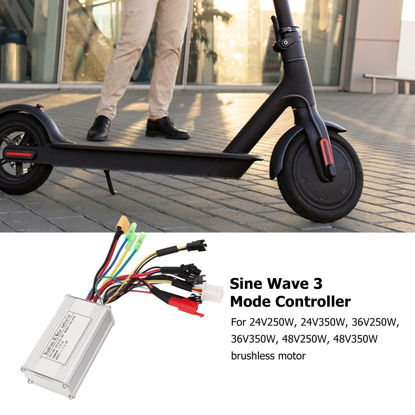 BuyWeek Elektrofahrrad Brushless Motor Controller, 24V 36V 48V 17A 3 Modus Sinuswelle Controller Bürstenloser Motor Controller für E-Bike Elektroroller