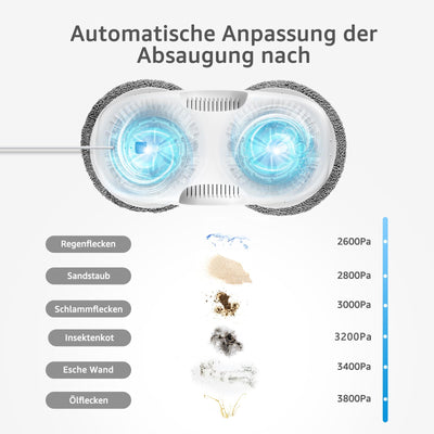 HUTT DDC55 Fensterputzroboter, Fensterputzer Elektrisch, Automatischer Fensterroboter, Fensterreiniger Roboter Fernbedienun, für Innenaußenfenster, Glas, Fliesen, 12x Stück Lappen