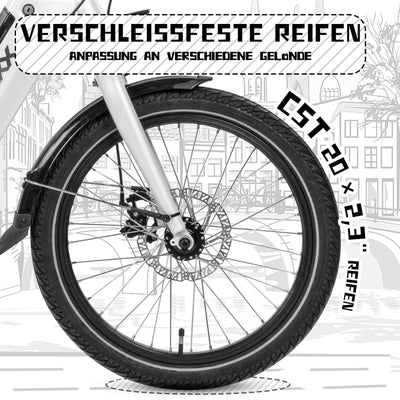 SAXXX E Bike Klapprad 20 Zoll mit 36V 11.4Ah Akku, E Fahrrad Herren mit 7 Gang Kettenschaltung, Elektro Klapprad mit Scheibenbremsen 90KM Lange Range, Elektrofahrrad Pedelec 25 km/h für Herren Damen