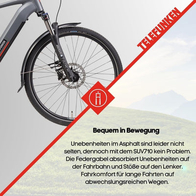 TELEFUNKEN E-Bike Herren 27,5 Zoll, Elektrofahrrad Mittelmotor, 9-Gang Kettenschaltung, Hydr. Scheibenbremsen, Pedelec SUV-Bike inkl. Fahrradschloss