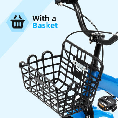 OUKANING Kinderfahrrad 12 Zoll Fahrrad für Kinder Junge Mädchen Kinderrad Blau Fahrrad zum Geburtstag, Weihnachten, Nikolaus, Ostern Geschenk für Jungen