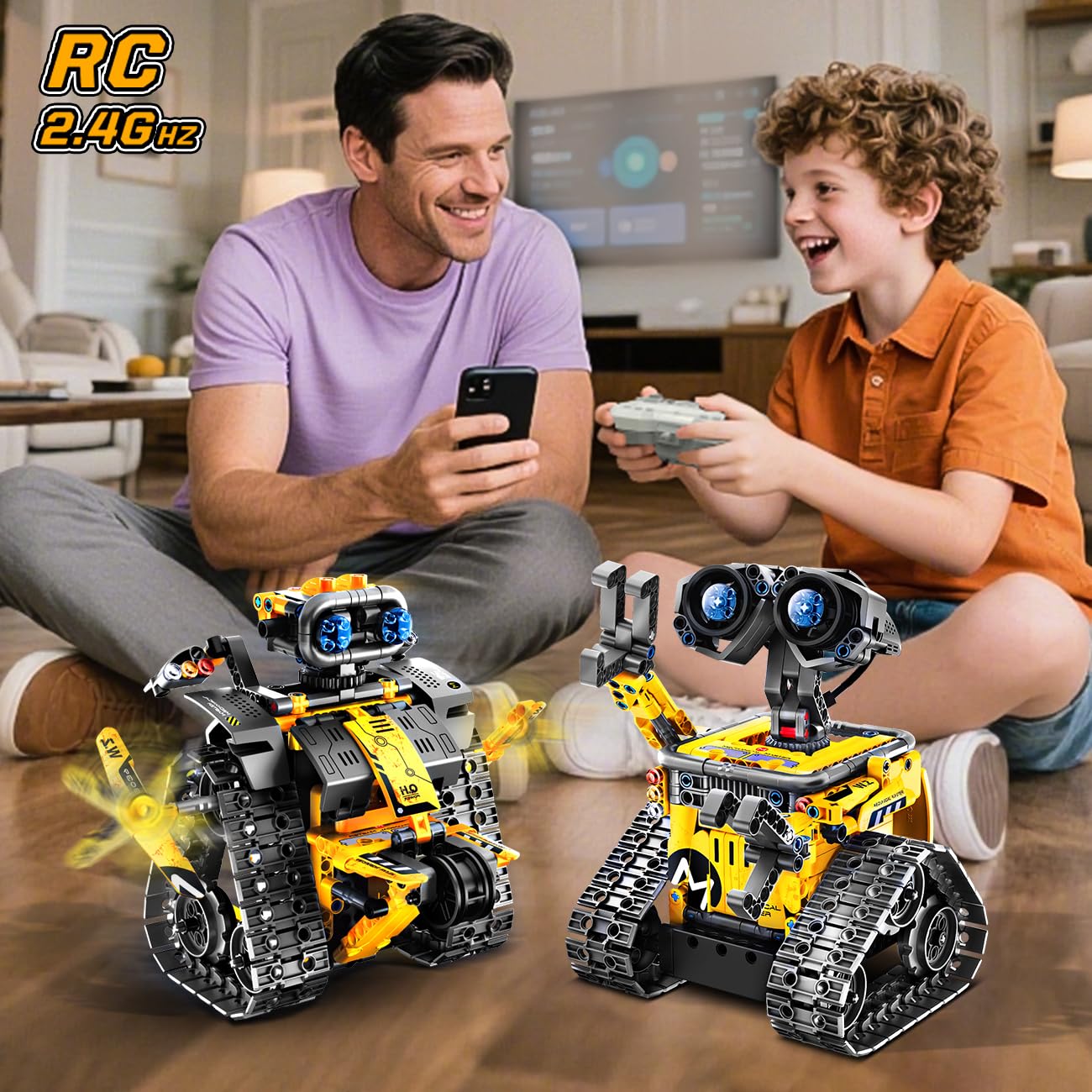 HiWEEGO Technik Roboter für Kinder Bausatz - 5-in-1 mit Fernbedienung und App Steuerung | 520 Stück RC Wall Roboter/Tech Roboter Wiederaufladbarer Geschenke für 6-12+ Jahre alte Jungen Mädchen