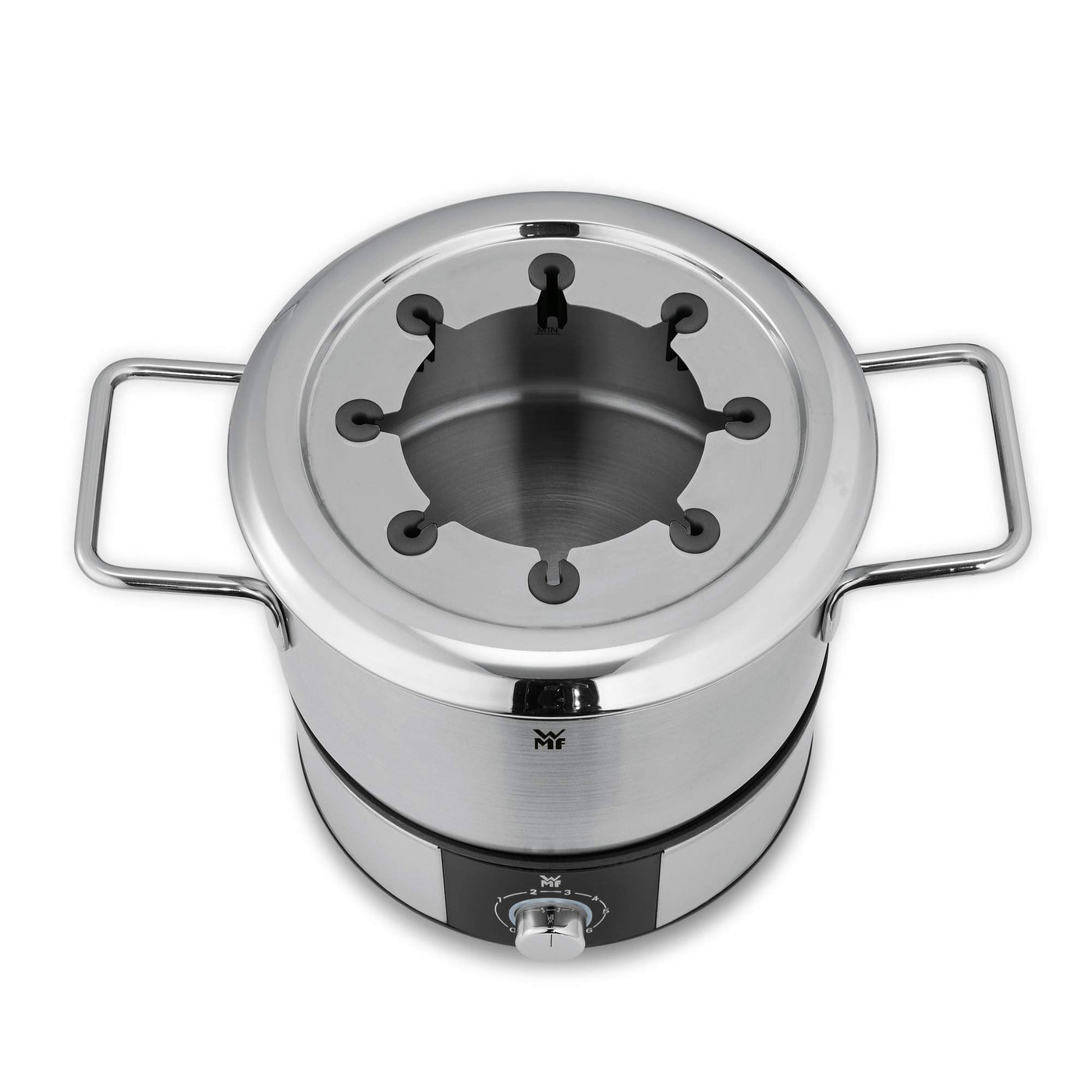 WMF Lono Fondueset für 8 Personen, Fondue elektrisch, 1400 W, Temperaturregulierung, Gabel-Halterung, Induktionstopf 1,2l, Hot Pot, edelstahl matt