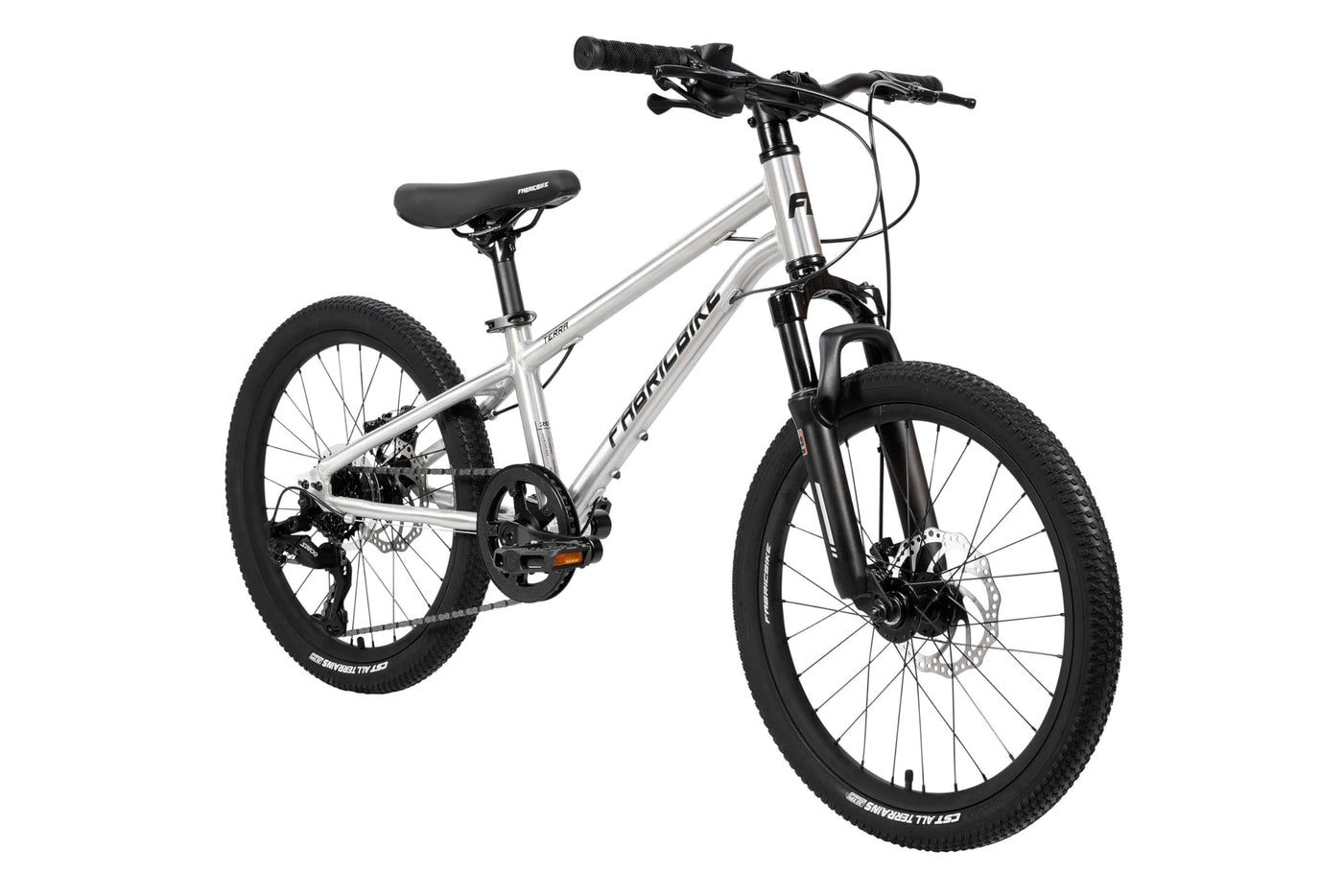 FabricBike Terra - Alu Mountainbike Jugendfahrrad 20 Zoll ab 6, 7 und 8 Jahre, 7-Gang-Schaltung, Scheibenbremse, Federgabel, Kinder Fahrrad (Polished)