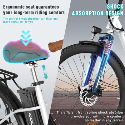 COLORWAY 28"*2,0" E-Bikes, mit bürstenlosem 250W Motor. Elektrofahrräder mit eingebautem 36V 15Ah Akku, 7 Gängen, LCD-Display, Stoßdämpfergabel.