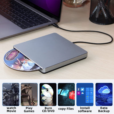 NOLYTH Externes DVD Laufwerk, CD Laufwerk Extern USB, Slot-in DVD Laufwerk Extern für Mac, Portable Externe Optische Laufwerke DVD Brenner Extern CD Externes Laufwerk für Laptop PC Apple Windows