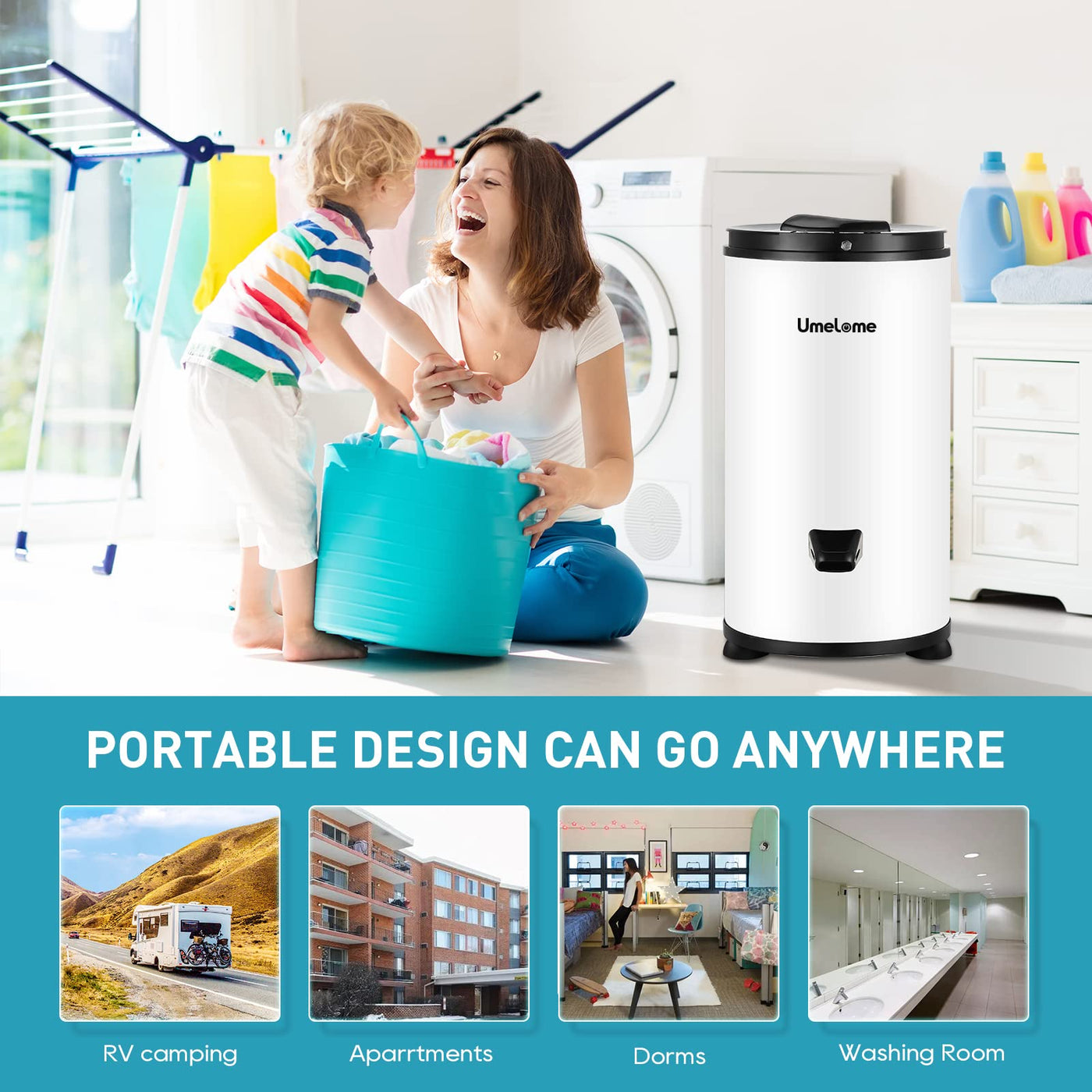 Wäscheschleuder 3200 U/min Umelome, 6KG, Energie-und Stromsparschleuder wäscheschleudern, Energieklasse A+++, Weiß