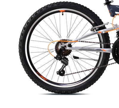 breluxx® 24 Zoll Fullsuspension Mountainbike Capriolo CTX240 FS, 18Gang - grau orange