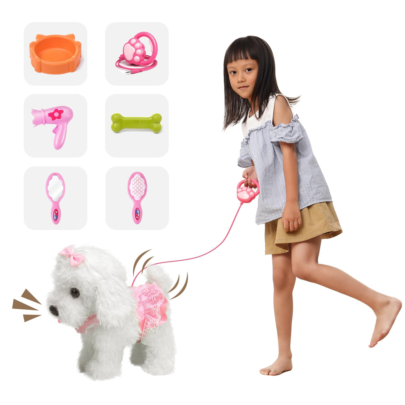 OR OR TU Hund Spielzeug Fernbedienung Elektronische Haustiere Plüschwelpe für Kinder Mädchen 3 4 5 6 7+ Jahre Geschenk, Interaktiver Realistisches Spielzeug