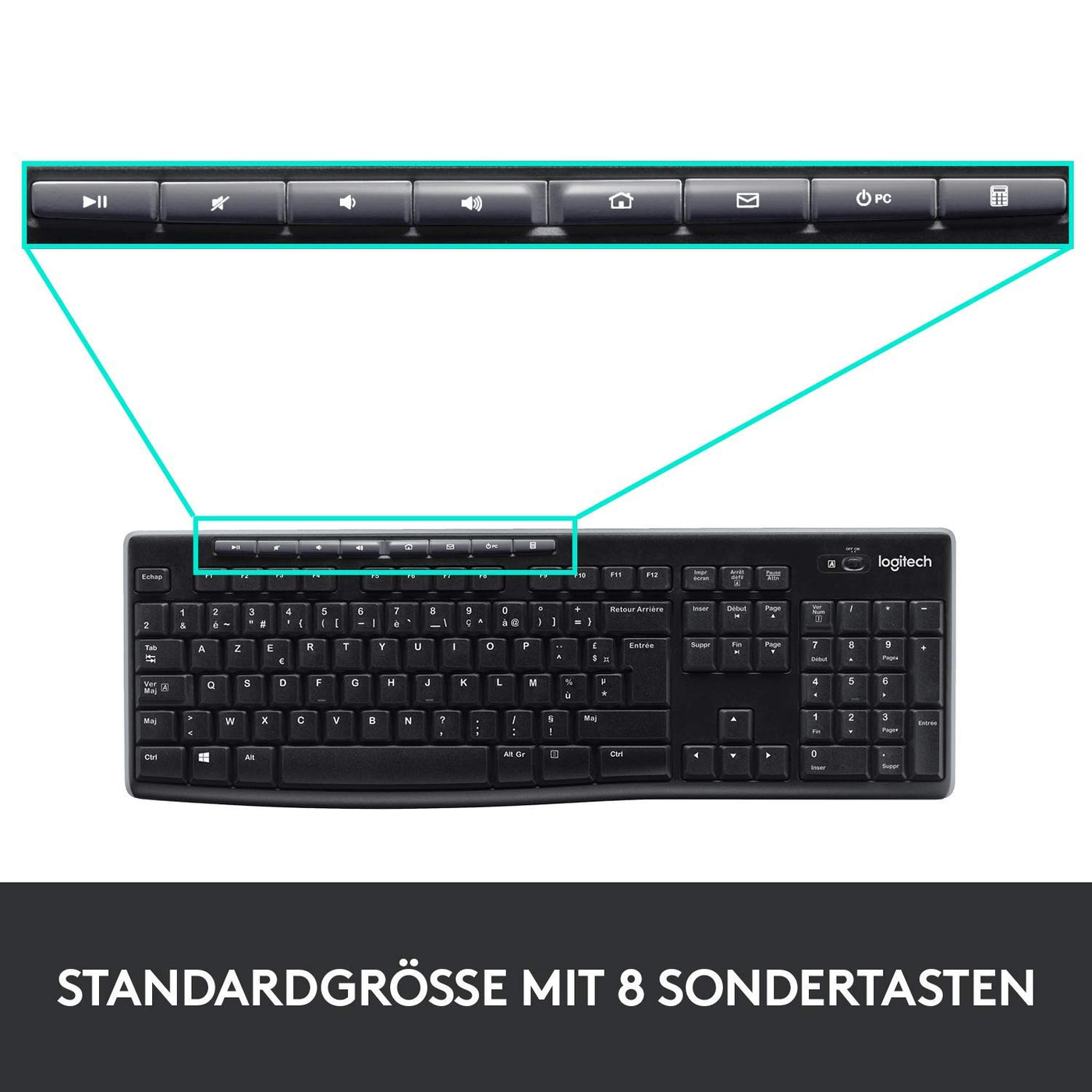 Logitech MK270 Kabelloses Tastatur-Maus-Set, 2.4 GHz Wireless Verbindung via Nano USB-Empfänger, Lange Akkulaufzeit, Für Windows und ChromeOS, Deutsches QWERTZ-Layout - schwarz (5-Pack)