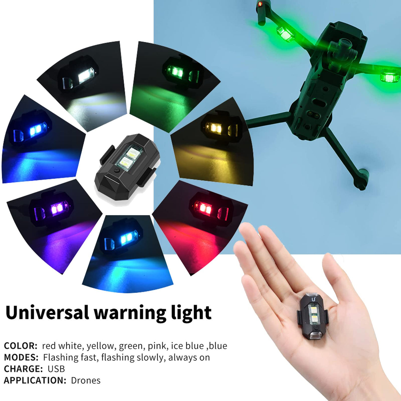 4 Stück Strobe Drone Light 7 Farben Led Aircraft Strobe Lights USB-Aufladung Mini-Drohnen-Blitzlichter Strobe Drone Light LED für Drohne Licht Blitzlicht