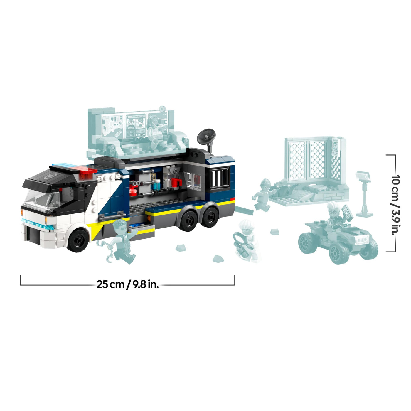 LEGO City Polizeitruck mit Labor, Polizei-Set mit Quad und LKW-Spielzeug für Kinder, Geschenk für Jungs und Mädchen ab 7 Jahre, plus 5 Minifiguren – 2 Polizisten, 1 Wissenschaftler und 2 Ganoven 60418