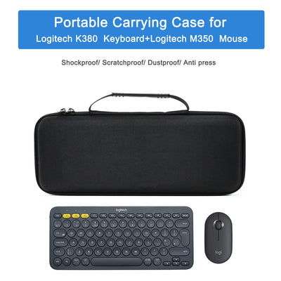 RAIACE Hartschalen-Reisetasche für Logitech K380 Wireless Multi-Device Keyboard und Logitech M350 Mouse Combo. - Schwarz (schwarzes Futter)