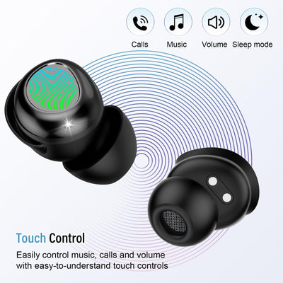 DUSONLAP Bluetooth Kopfhörer, Mini In Ear Kopfhörer Kabellos Bluetooth 5.4 HiFi Immersiv Sound, 47Std Spielzeit Schlafkopfhörer mit Passiver Geräuschmaskierung, LED-Anzeige, IPX7 Wasserdichte Ohrhörer