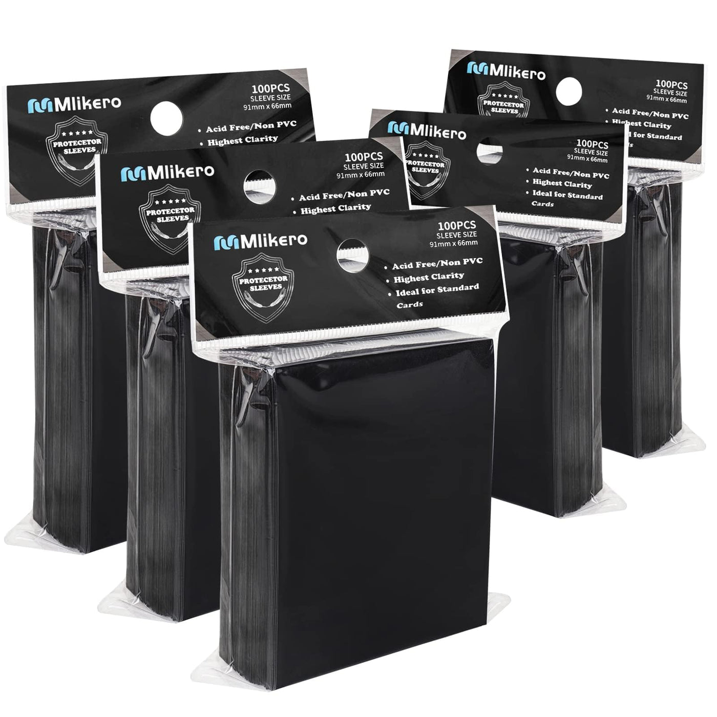 Mlikero 500 Stück Weiche Sammelkartenhüllen, 66 x 91 mm Standardgröße Sammelkarten Karten Hüllen, Perfekte Passform fit für Sammelkarten, Sportkarten (Schwarz)