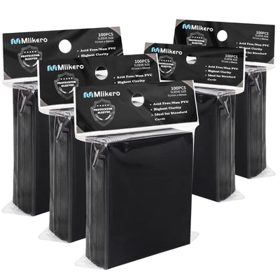 Mlikero 500 Stück Weiche Sammelkartenhüllen, 66 x 91 mm Standardgröße Sammelkarten Karten Hüllen, Perfekte Passform fit für Sammelkarten, Sportkarten (Schwarz)
