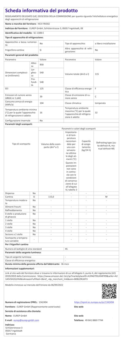 HCK 115 Liter Weinkühlschrank für 48 Flaschen, 4-22°C Weinkühlschränke Flaschenkühlschrank, Getränkekühlschrank mit Glastür, Geräuscharmer Weinschrank, Frostfreie Glastür, Vollglas-Touchpanel, Schwarz