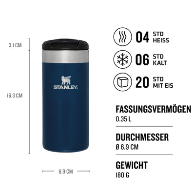 Stanley Aerolight Transit Thermobecher 0.35L - Hält 4 Stunden Heiß - Spülmaschinenfest - Kaffeebecher To Go Auslaufsicher - Kompatibel mit gängigen PKW-Getränkehalterungen - Thermosflasche - Blue