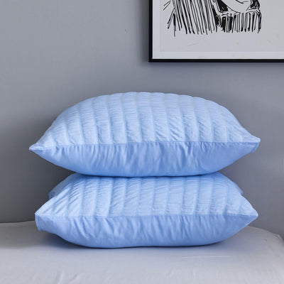 Freyamy Seersucker Bettwäsche 135x200cm 2teilig Blau Geprägt Streifen Strukturiert Bettwaren-Sets Uni Gebürstet Microfaser Weiche Bettbezug mit Reißverschluss und 1 Kissenbezug 80x80cm