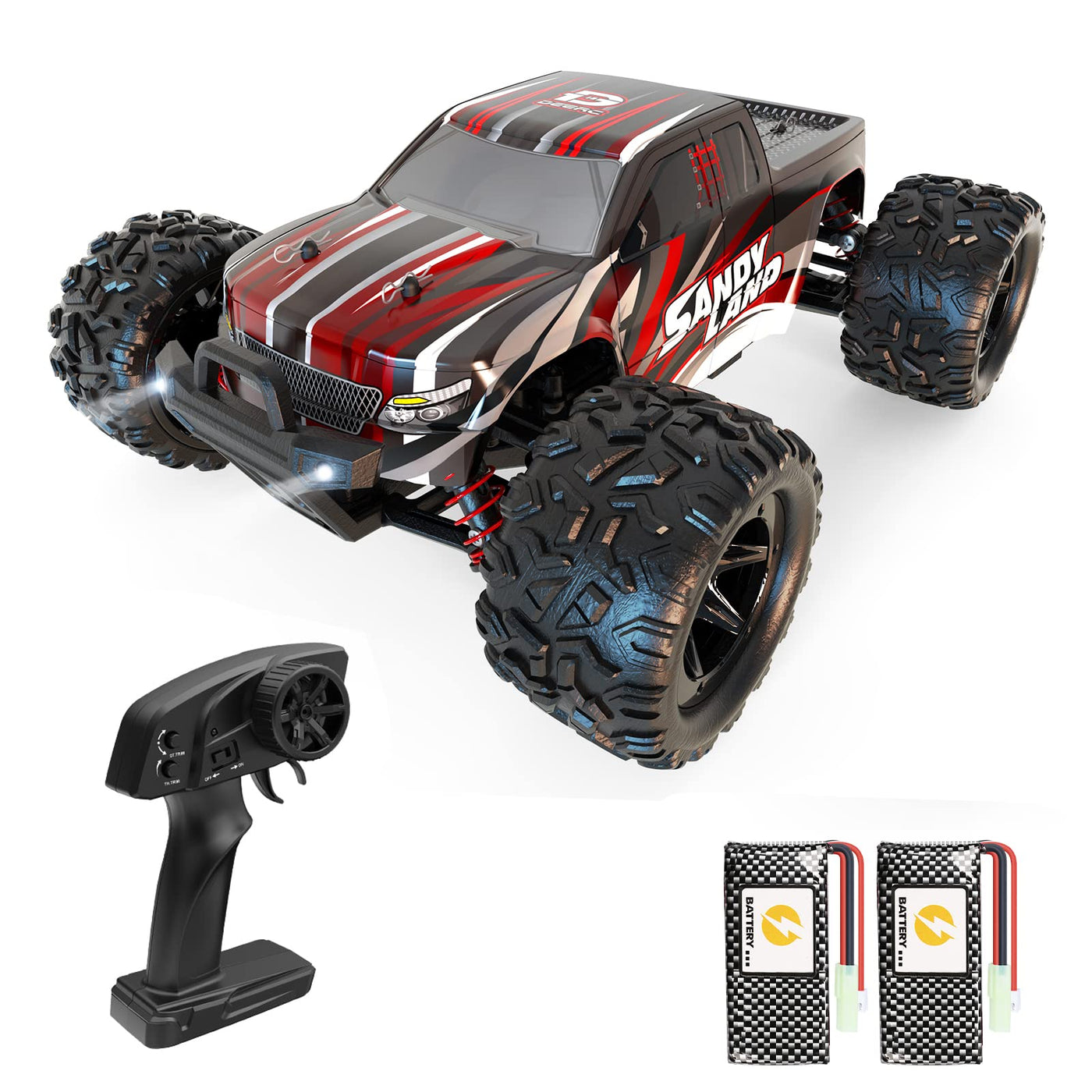 DEERC 9300 Ferngesteuertes Auto für Kinder,1/18 RC Car 4WD mit 40 km/h Hochgeschwindigkeits,2 Akku Lange Laufzeit,2,4 GHz Fernbedienung Geländewagen Outdoor Indoor Fahrzeug für Jungen Erwachsene