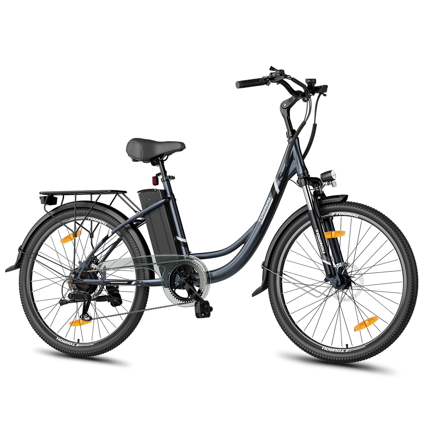 Touroll B1 26 Zoll City E-Bike mit 250W Motor und 36V 15.6Ah Akku Pedelec Cityräder Elektrofahrrad, Max Geschwindigkeit 25km/h Max Reichweite 90km, Erwachsene Herren Damen Ebike