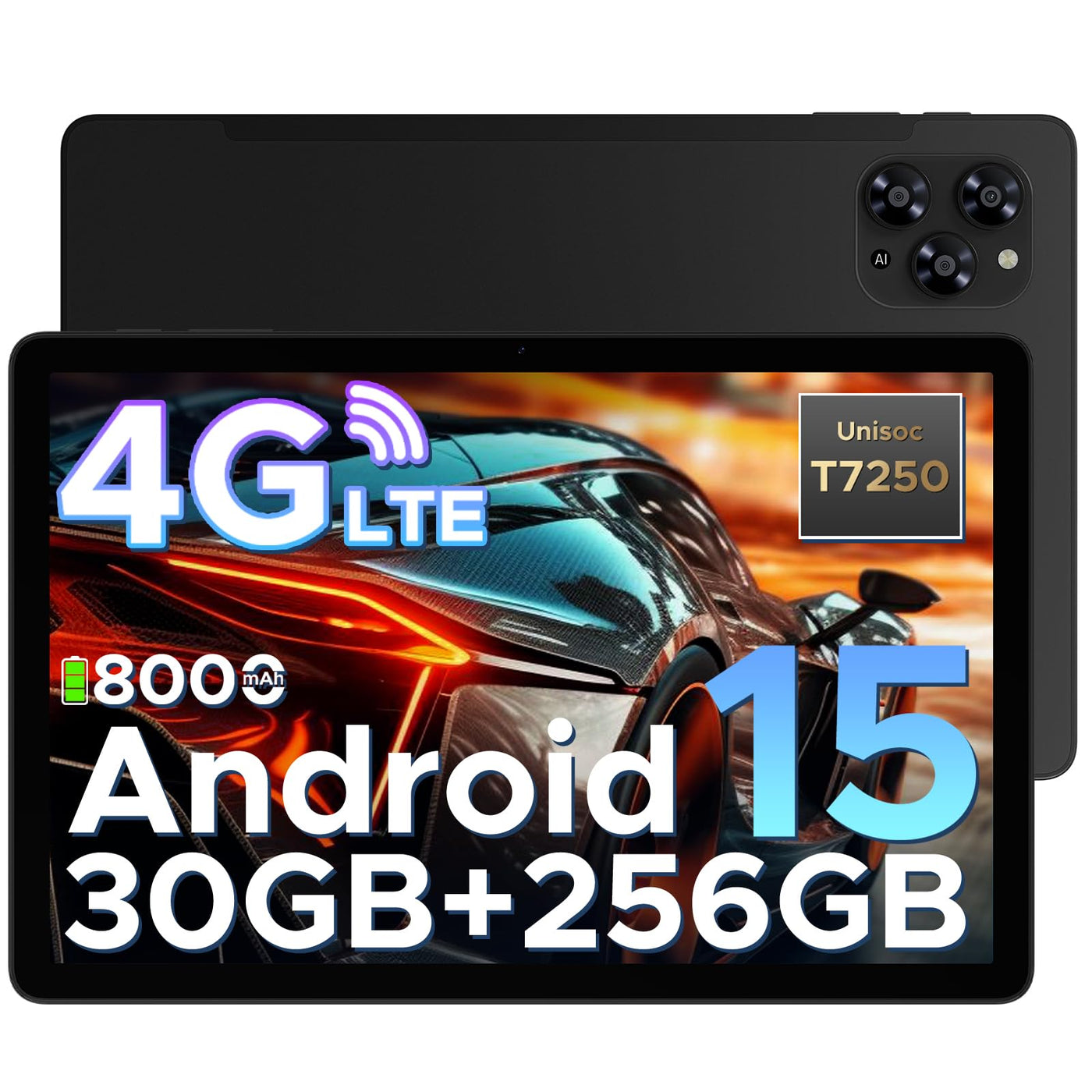 DOOGEE Tab G6 Android 15 Tablet 11 Zoll, 30GB RAM + 256GB ROM Tablet mit SIM Card Slot, 90Hz IPS, 8000mAh Akku, Unisoc T7250 Octa-Core, Widevine L1, 13MP, 4G LTE, 3,5mm Kopfhörer/5G WiFi/Face ID