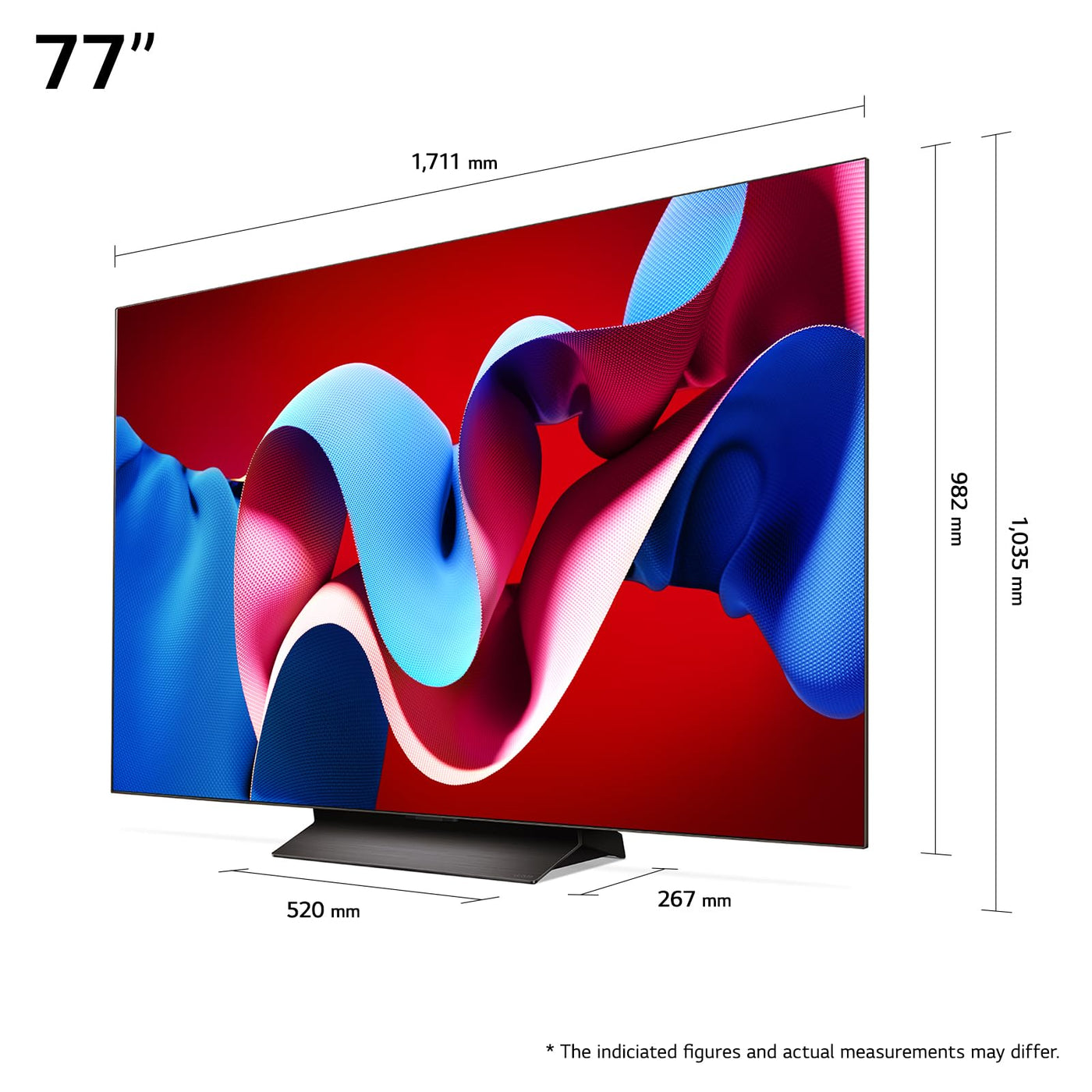 LG OLED77C47LA TV 77" (195 cm) OLED evo Fernseher (α9 Gen7 4K AI-Prozessor, webOS 24, Dolby Vision, bis zu 120Hz) [Modelljahr 2024]