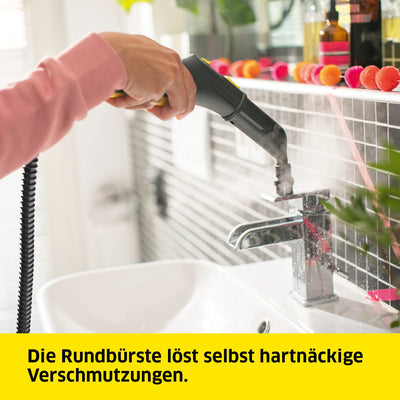 Kärcher Dampfreiniger SC 5 EasyFix mit Heißwasser-Zuschaltung, Dampfdruck: 4,2 bar, Aufheizzeit: 3 min., Fläche: ca. 150 m², Tank: 0,5 l + 1,5 l, inkl. Bodenreinigungsset EasyFix und Düsen