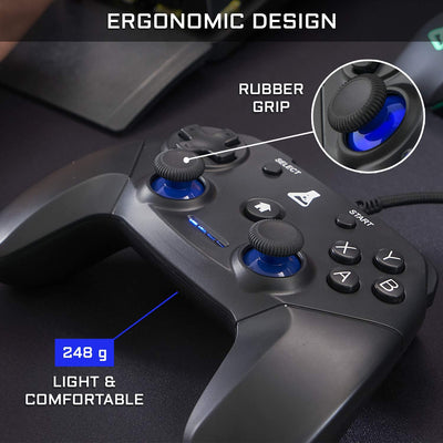 THE G-LAB K-Pad THORIUM - Gaming-Controller PC & PS3 USB mit integrierter Vibration, Gamepad-Game-Controller-Kabel verbunden - Joystick für PC Windows 10-11, PS3 (Mit Kabel)