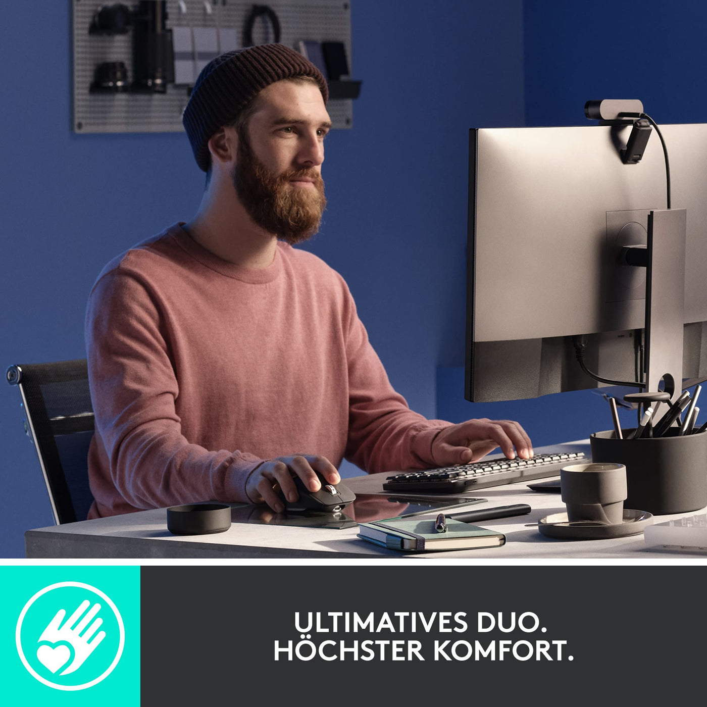 Logitech MX Mechanical kabellose beleuchtete Tastatur Standardgröße Linear, MX Master 3S kabellose Hochleistungs-Bluetooth-Maus, macOS, Windows, Linux, iOS, Android, DEU QWERTZ - Grau