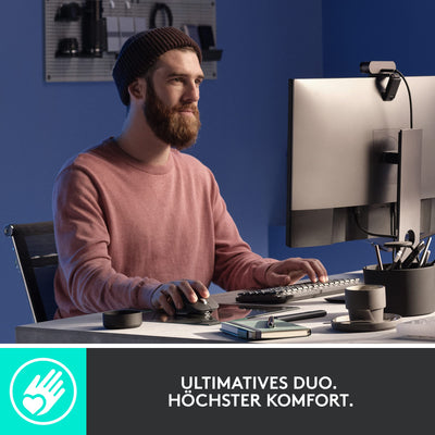 Logitech MX Mechanical kabellose beleuchtete Tastatur Standardgröße Linear, MX Master 3S kabellose Hochleistungs-Bluetooth-Maus, macOS, Windows, Linux, iOS, Android, DEU QWERTZ - Grau