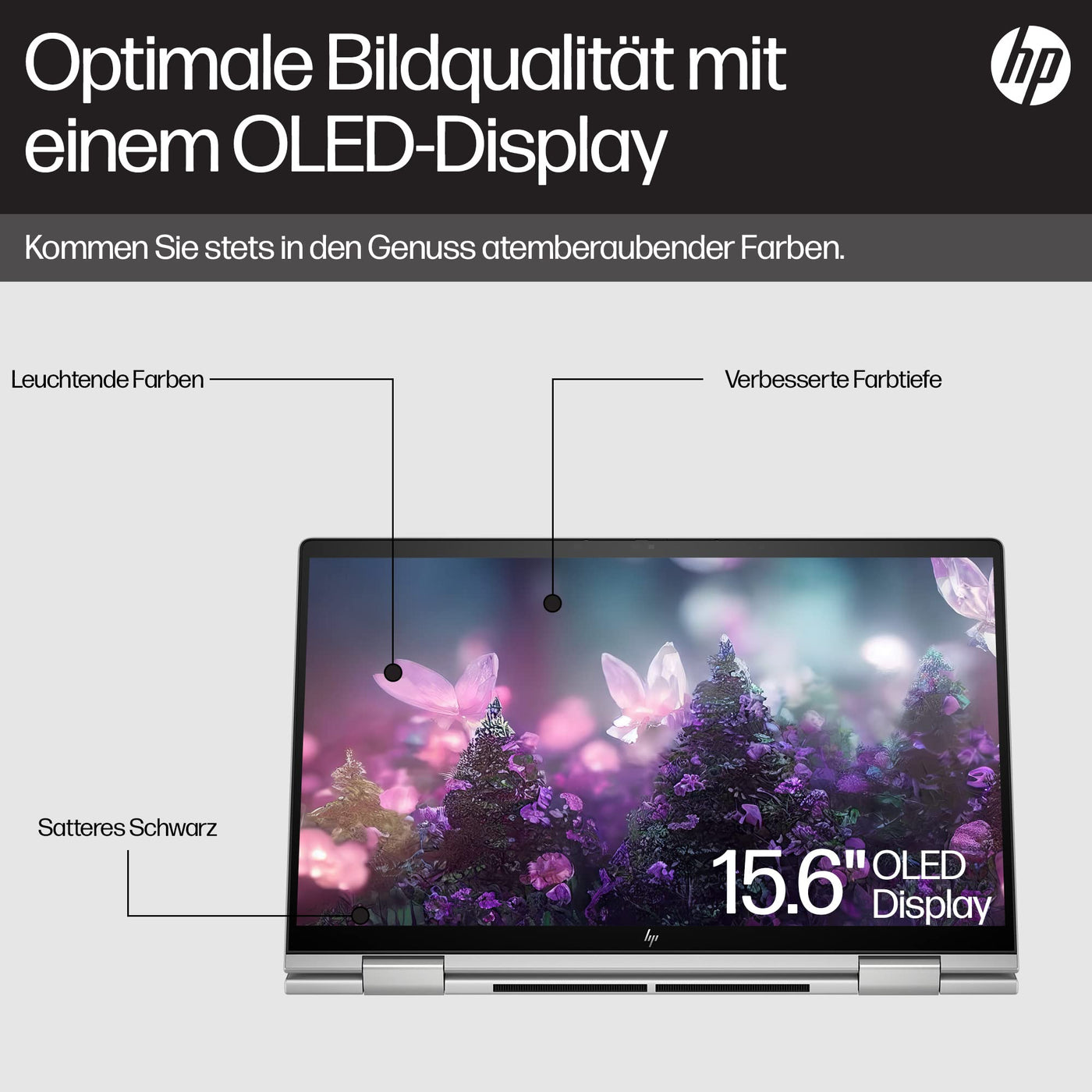 HP Envy x360 2-in-1 Laptop, 15,6" FHD OLED Touchdisplay, Intel Core i7-1355U, Intel Evo, 16 GB DDR5 RAM, 512 GB SSD, Intel Iris Xe, Windows 11 Home, QWERTZ Tastatur, Silver [Exklusiv bei Amazon]