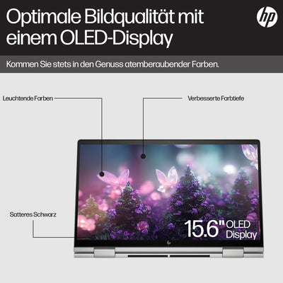 HP Envy x360 2-in-1 Laptop, 15,6" FHD OLED Touchdisplay, Intel Core i7-1355U, Intel Evo, 16 GB DDR5 RAM, 512 GB SSD, Intel Iris Xe, Windows 11 Home, QWERTZ Tastatur, Silver [Exklusiv bei Amazon]