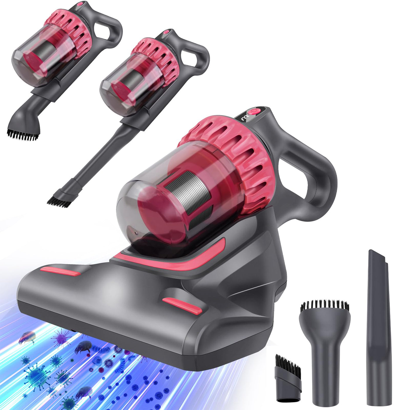Milbensauger mit Staubsensor, Handstaubsauger für Matratzen entfernt 99,99% Allergiker Bakterien,Allergene,Bettwanzen, 10kpa Anziehung Milben Staubsauger Antimilben-Staubsauger für Betten, Sofas