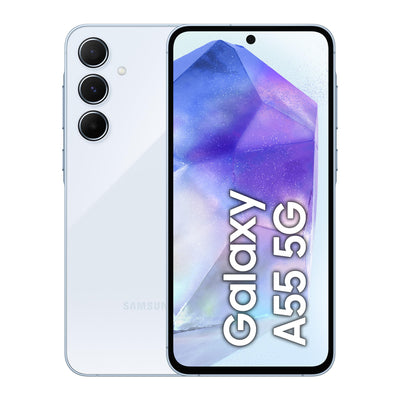 Samsung Galaxy A55 5G Smartphone, Android-Handy ohne Vertrag, 256 GB / 8 GB RAM, 2 Tage Akkulaufzeit, 50-MP-Kamera, Awesome Iceblue, 2,5 Jahre Herstellergarantie