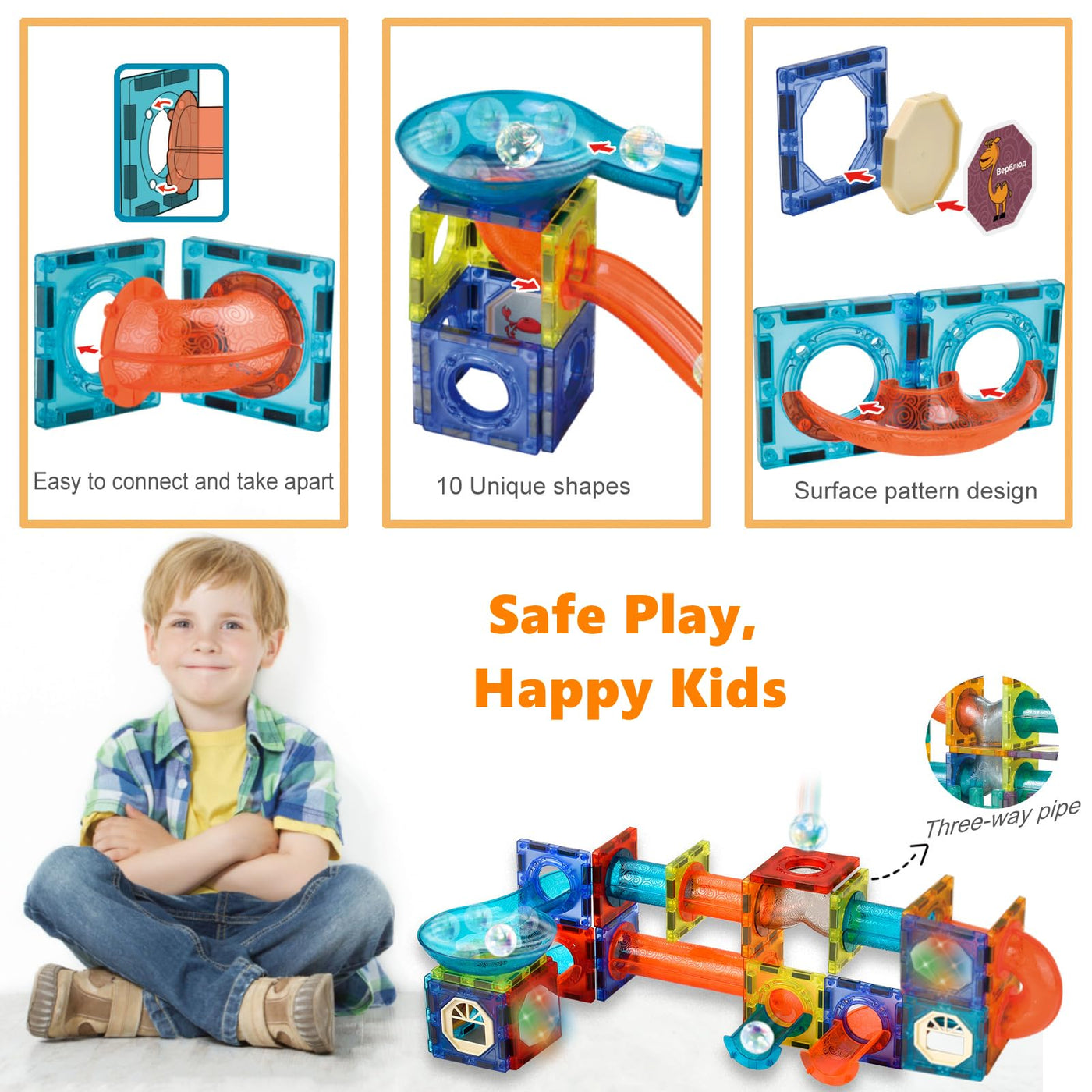 Magnetische Bausteine 144 Teile mit LED-Beleuchtung und Magnetkugelbahn,STEM Montessori-Lernspielzeug für kreatives Bauen,Pädagogisches Kindergeschenk ab 5 Jahren