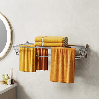 IBVIVIC Wäscheständer zur Wandmontage Wandtrockner ausziehbar aus Edelstahl mit 7 Stangen, platzsparend kompakt, Tragkraft 25 kg, Silber