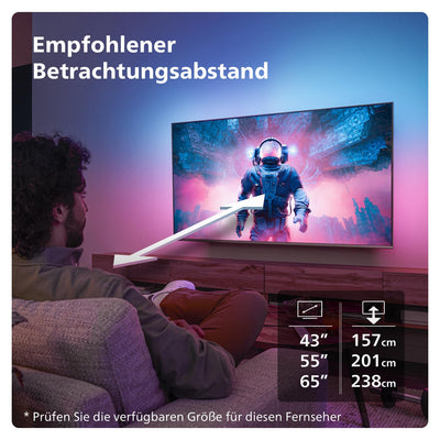 Philips Ambilight 43PUS8109 4K LED Smart TV - 43-Zoll Display mit Pixel-präziser Ultra HD, Titan OS Plattform und Dolby Atmos, Funktioniert mit Alexa und Google Sprachassistent - Satiniertes Chrom