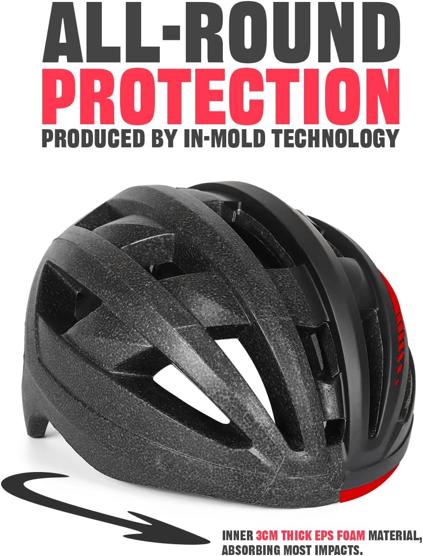 VICTGOAL Fahrradhelm Herren Damen MTB Helm mit Abnehmbarer Magnetische Schutzbrille Visier Atmungsaktiv mit 21 Belüftungskanäle Radhelm Einstellbare Fahrradhelme (L: 57-61cm, Schwarz Rot)