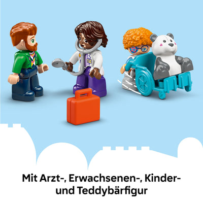 LEGO Duplo Erster Arztbesuch – Lernspielzeug für Mädchen und Jungen ab 2 Jahren – Montessori Spielzeug mit 4 Figuren, Arzt, Teddy, Erwachsener, Kinder und Gefühlskarten – Kinder Geschenk – 10449