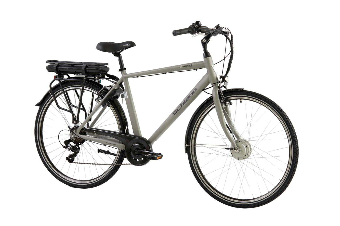 F.lli Schiano E-Moon, E Bike für die Stadt 28 Zoll, 36V 13Ah Abnehmbarer Akku, Motor 250W 40Nm, City Ebike für Herren, Grau
