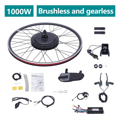 SABUIDDS 28"/29"/700C 48V 1000W E-Bike Umbausatz Ebike Nachrüstsatz DIY E-Bike mit LCD Display Electric Bicycle Umbausatz für V-Brake Scheibenbremse Vorderrad Bike (für HL Plus 48V 13Ah Akku)
