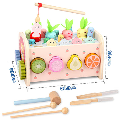 Montessori Spielzeug ab 1 Jahr, 9 in1 Kinderspielzeug Holzspielzeug Motorikspielzeug Hammerspiel Steckspiel Geschenk 12 Monate 2 3 Jahr Kinder Junge Mädchen Kleinkind Baby Lernspielzeug Motorikwürfel