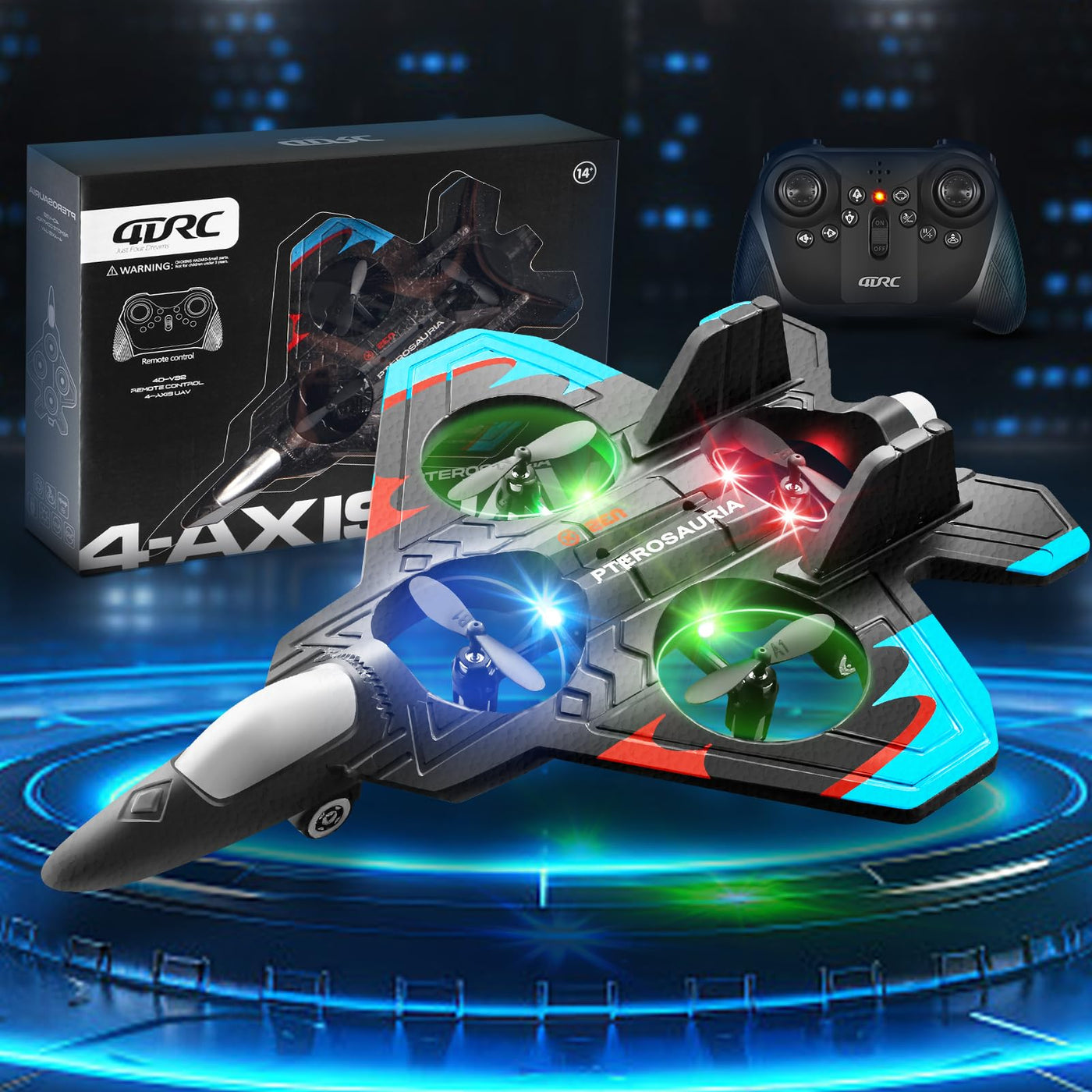 4DRC V32 Schaumstoff RC Flugzeuge für Kinder und Erwachsene 8-16 Jahre, RC Flugzeug Kampfflugzeug mit Licht, 360° Flip Kampfflugzeug Spielzeug, Stuntrolle, Flugzeug Spielzeug Geschenk für Kinder